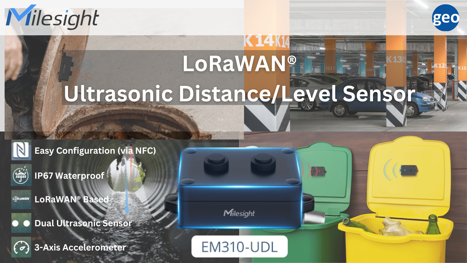 Milesight: EM310-ULD Ultrasonic Distance/Level Sensor