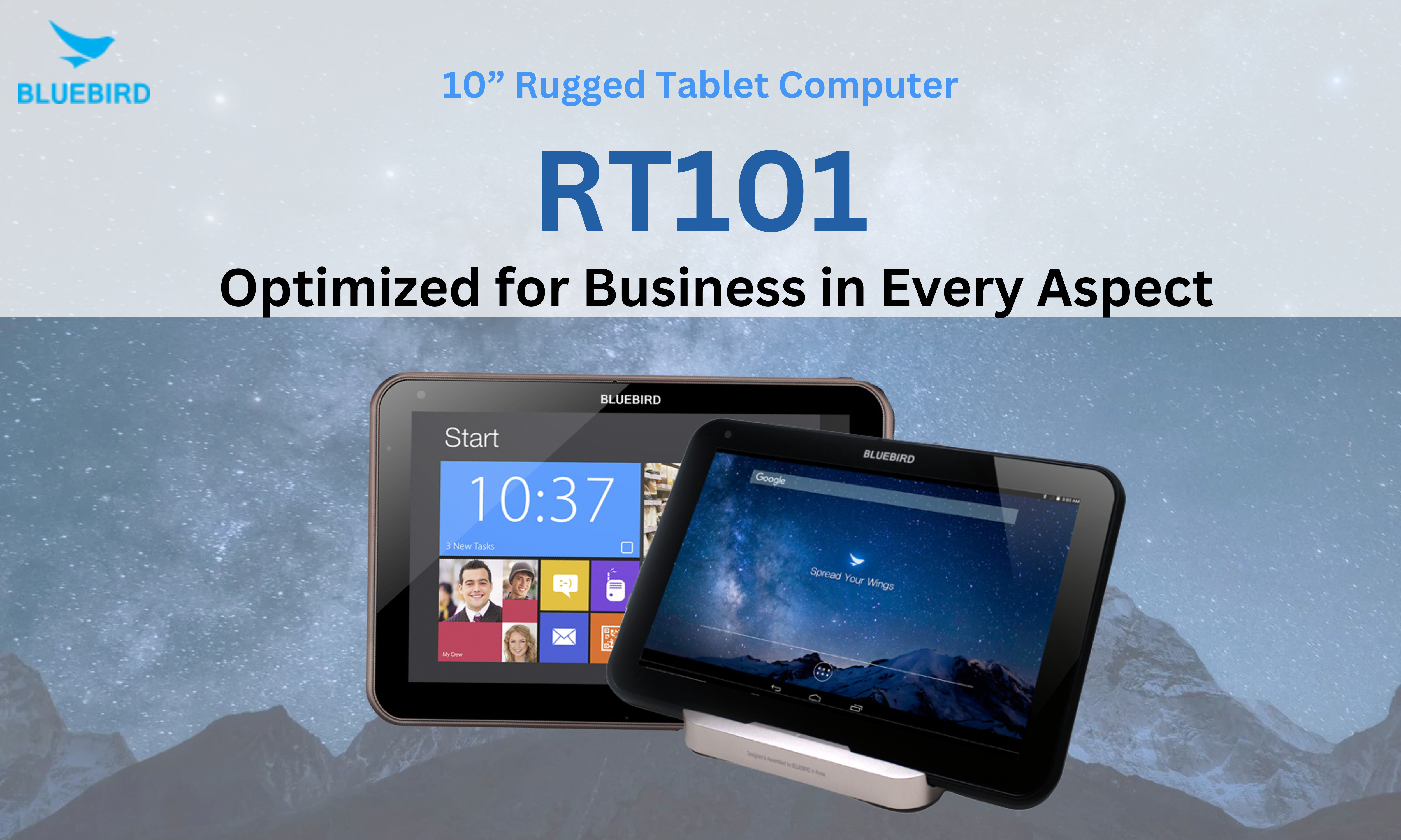 Bluebird: RT101 Rugged Tablet Computer for a Bar Code Scanner, Magnetic Stripe Reader, and a Smart Card Reader